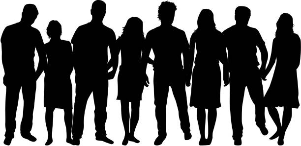 istock Group of people. Crowd of people silhouettes. 951326840