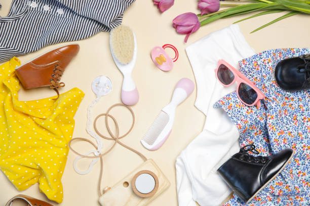 istock Baby clothes and accessories, top view, getting ready for a vacation 951331382