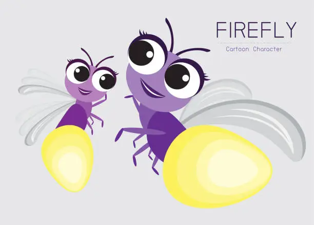 Vector illustration of Vector Firefly Cartoon Character design; Cute style concept.