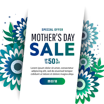 Template design poster for happy mother's day with bright flowers. Trendy Design Template. Vector illustration