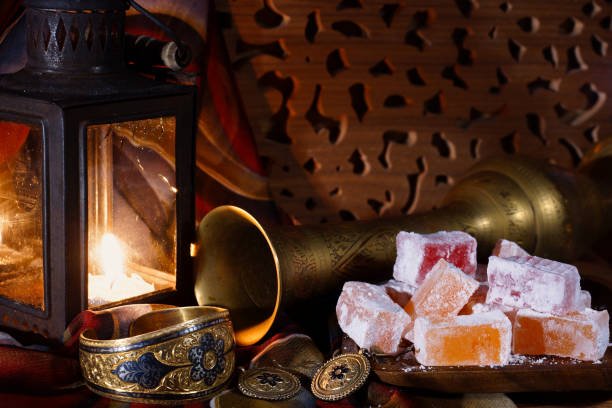 istock Eastern sweets and an old lamp. 951341712