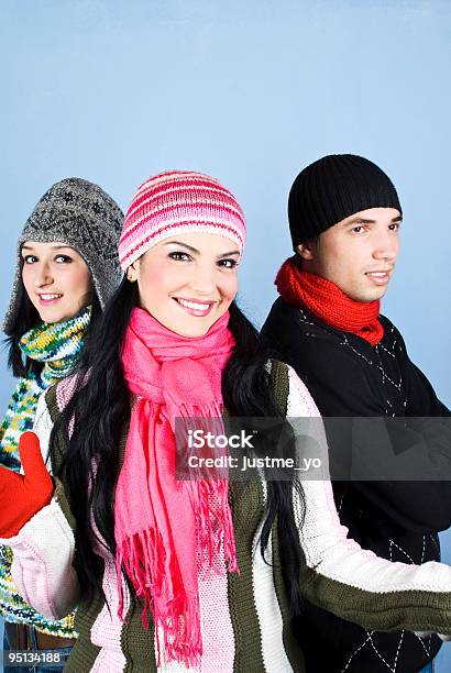 Happy Friends In Winter Season Stock Photo - Download Image Now - Adult, Adults Only, Beautiful People