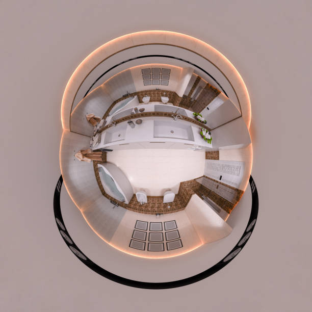 istock 3d illustration spherical 360 degrees, seamless panorama of bathroom interior design in classic style 951363634