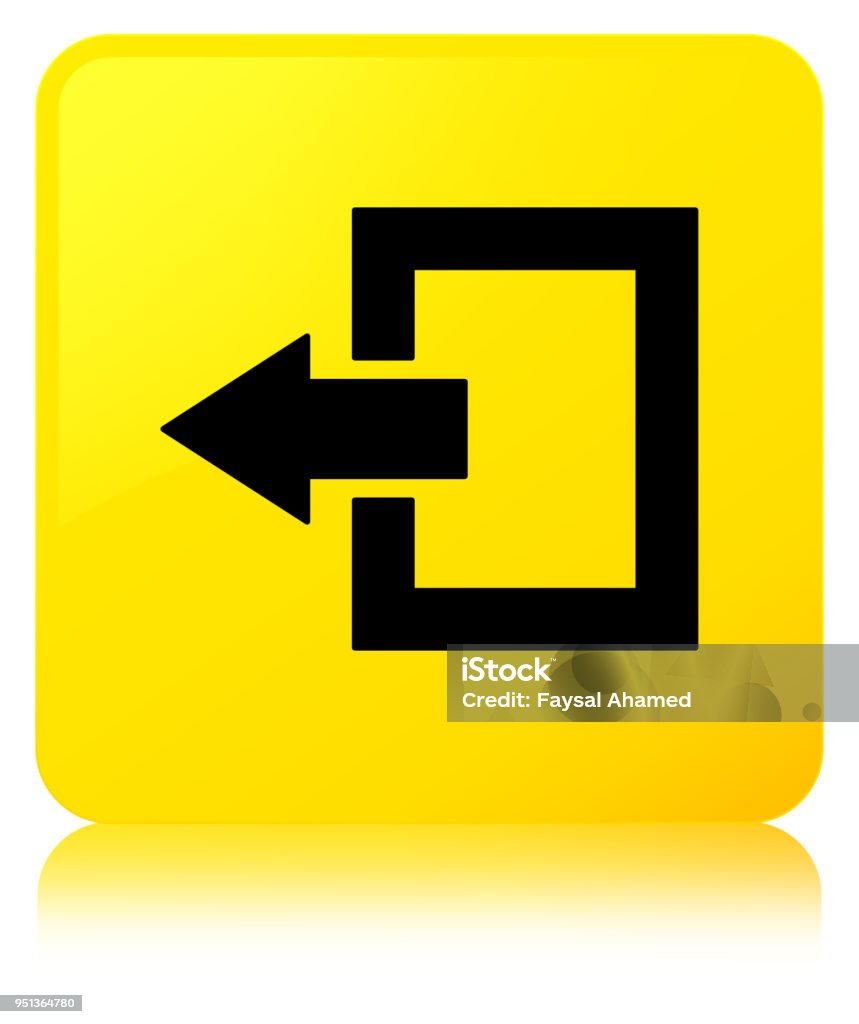 Logout icon yellow square button Logout icon isolated on yellow square button reflected abstract illustration Exit Sign stock illustration