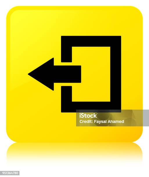 Logout Icon Yellow Square Button Stock Illustration - Download Image Now - Exit Sign, Icon Symbol, Illustration