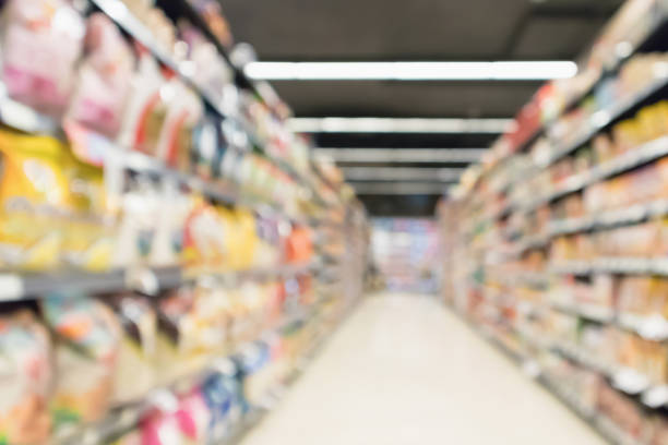 istock Abstract blur supermarket aisle defocused background 951367194