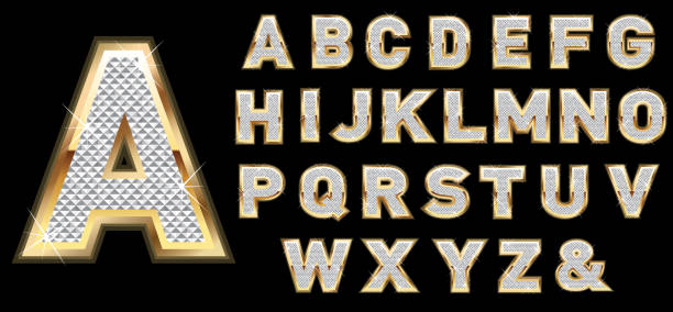 Golden Diamond Shiny Letters Isolated On Black Background Stock  Illustration - Download Image Now - iStock
