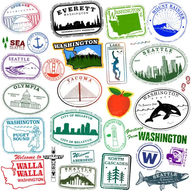 Vector illustration of Washington State Travel Graphics
