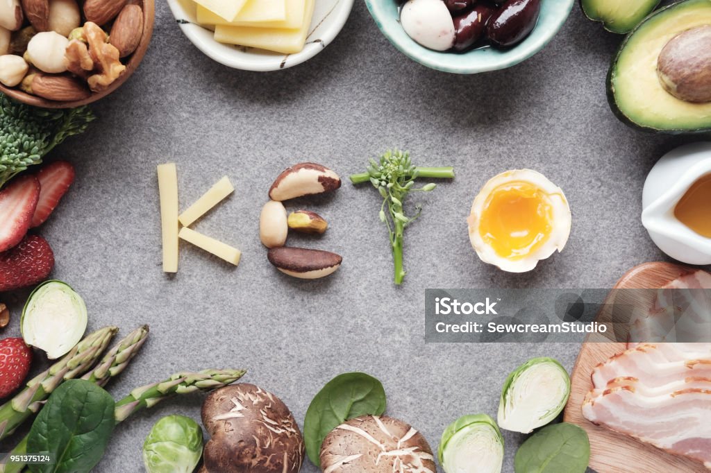 Keto, Ketogenic diet, low carb, healthy food Ketogenic Diet Stock Photo