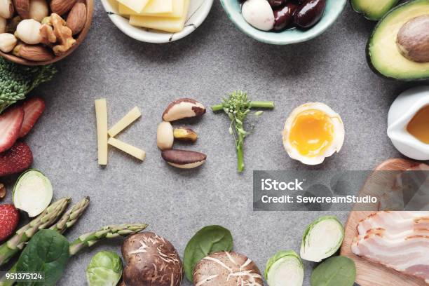 Keto Ketogenic Diet Low Carb Healthy Food Stock Photo - Download Image Now - Ketogenic Diet, Food, Text