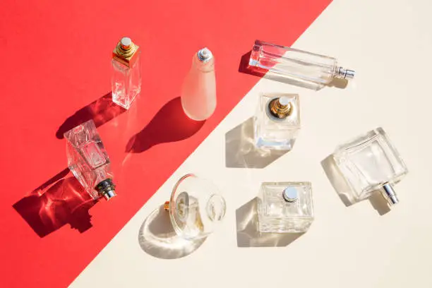 Perfume bottles with the shadows