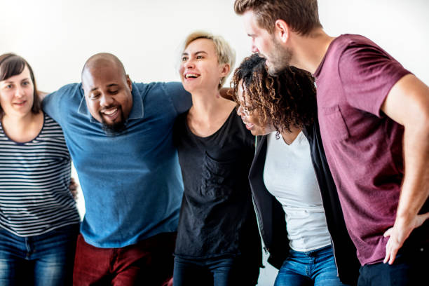 istock Happy diverse friends laughing together 951408266