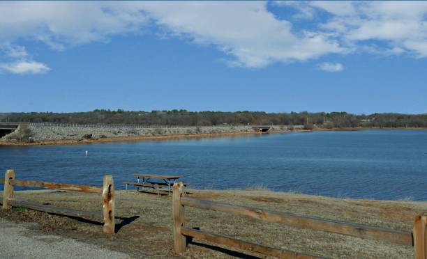 istock Lake and bridge one day in winter, 951409980