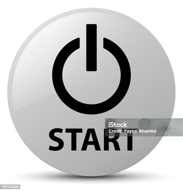 Circular Start Button Icon Start White Round Button Stock Illustration - Download Image Now ...