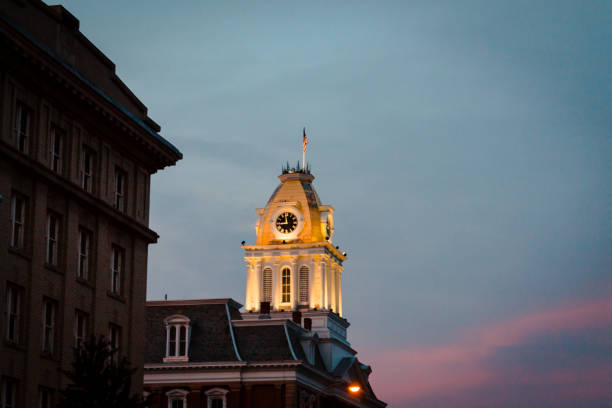 istock The Clock tower in Indiana, PA at sunset 951422098
