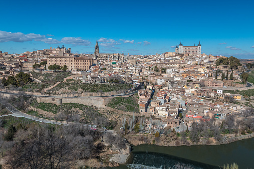 Early morning sunlight on the hillside town of Cehegin in the Murcia region of Spain Europe