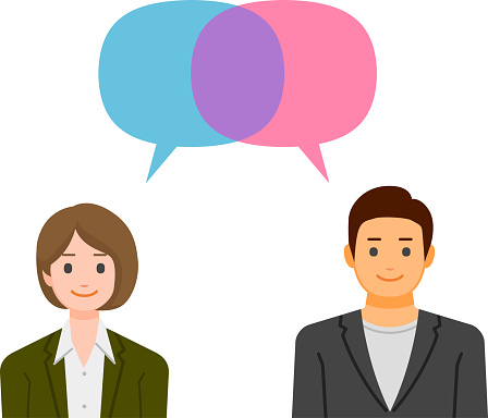남자 여자 Speech 비눗방울 말하기에 대한 스톡 벡터 아트 및 기타 이미지 - 말하기, 토론, 대화 풍선-문자 기호 - iStock