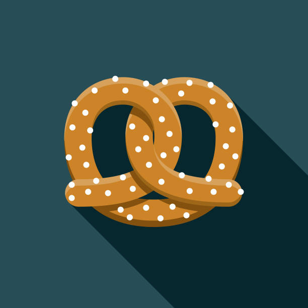 ilustraciones, imágenes clip art, dibujos animados e iconos de stock de icono de carnaval diseño plano de pretzel con sombra lateral - pretzel