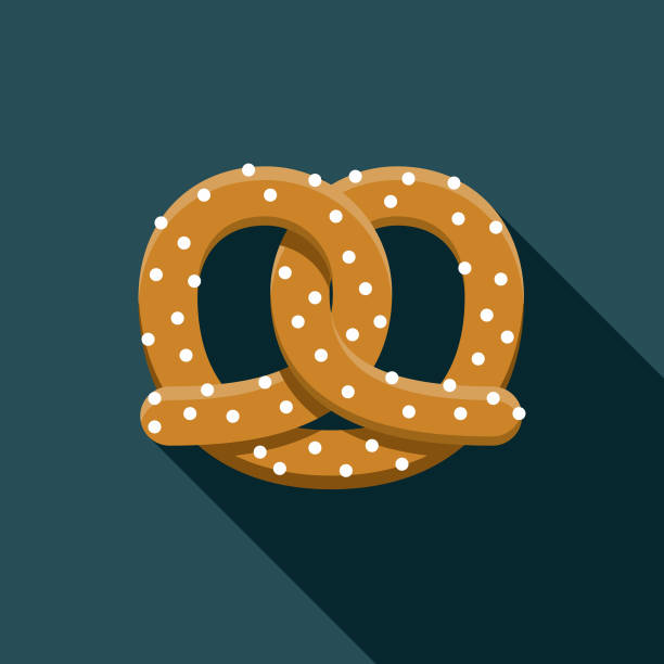 Pretzel Flat Design Carnival Icon with Side Shadow A colored flat design carnival and circus icon with a long side shadow. Color swatches are global so it’s easy to edit and change the colors. pretzel stock illustrations