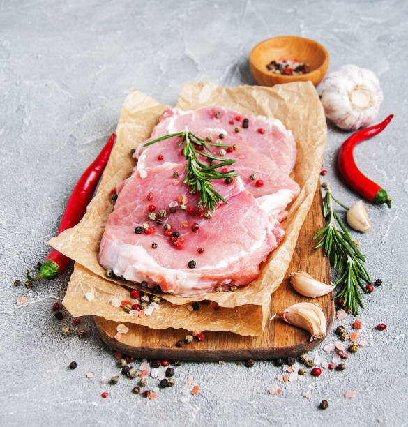 istock Fresh raw pork chops with spices and herbs 951434914