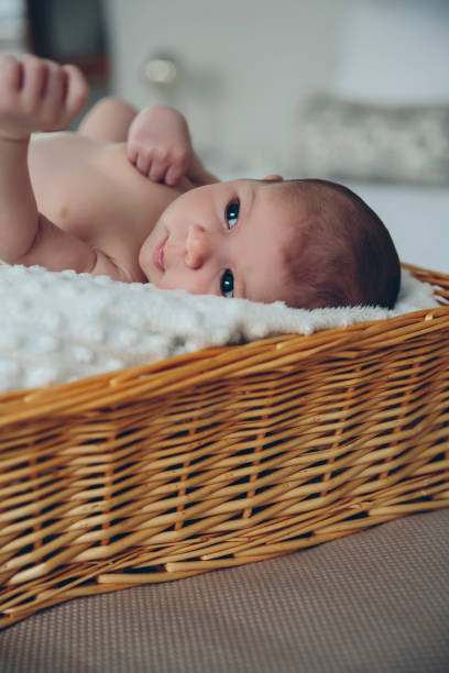 istock Baby lying in a wicker basket 951435588