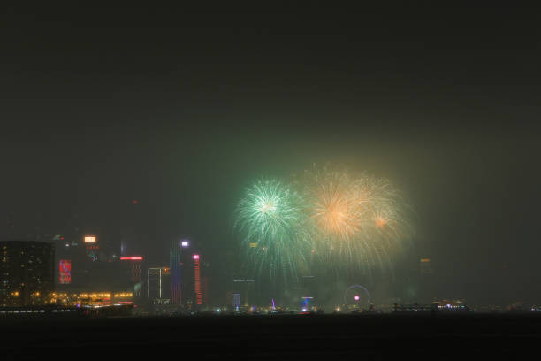 istock beautiful firework on Victoria Harbor, Hong Kong 951437256