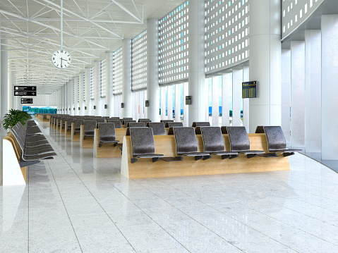 Empty airport departure lounge