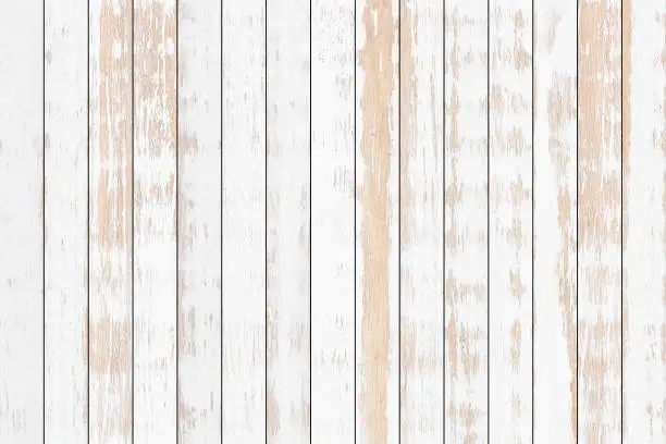 Photo of White wood plank texture background