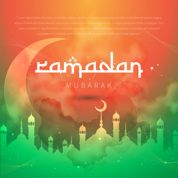 Eid Mubarak Ramadan Kareem Islamic Greeting of Holy Month vector art illustration