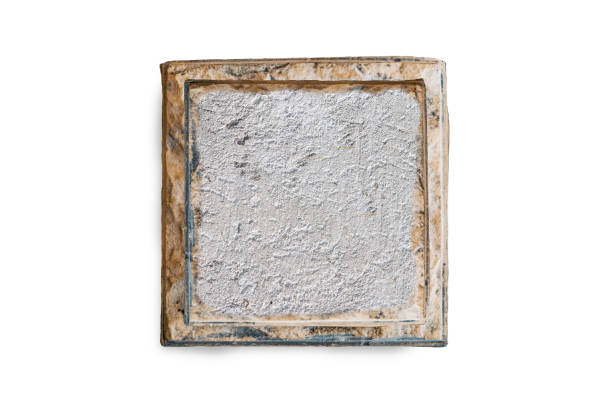 istock Stone signboard frame, sign, grunge background for text isolated on white background, top view, 951457174