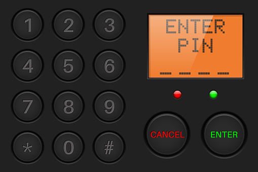 Enter Pin Button Numbe R Design Css Pin Enter Display With Number Buttons Black Plastic Background Stock ...
