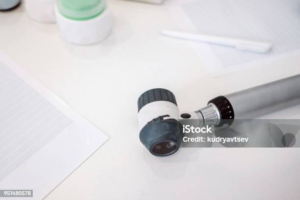 Dermatological Equipment Dermatoscope On The Table Stock Photo - Download Image Now