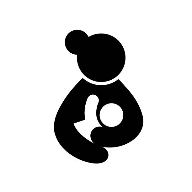 Woman breastfeeding her child  icon design. Mother and Child pictograms. Flat style, vector illustration isolated on white background. mother stock illustrations