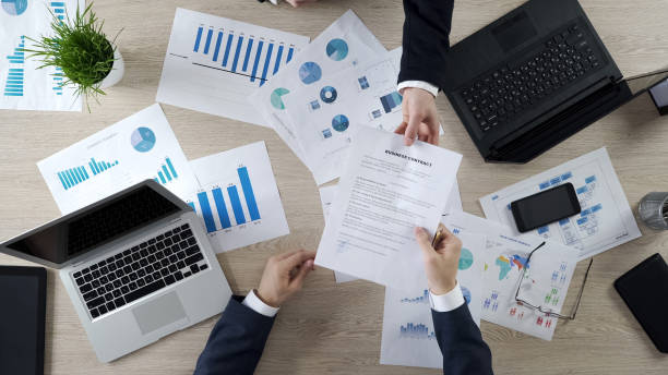istock Top view of partner taking business contract for signing, bilateral cooperation 951483586