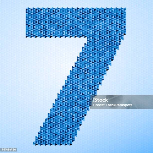 Number 7 Triangle Pattern Blue Stock Illustration - Download Image Now - Abstract, Blue, Clip Art