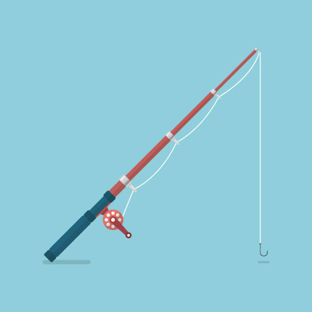 Fishing rod in flat style Fishing rod in flat style. Vector illustration fishing rod stock illustrations