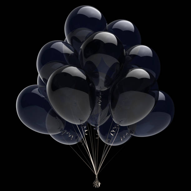 decoración globo festivo manojo de globos negros cumpleaños partido - globo decoración fotos fotografías e imágenes de stock