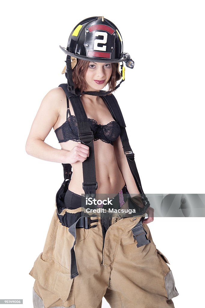 Sexy donna pompiere - Foto stock royalty-free di Sensualità