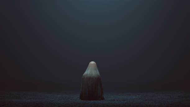istock Evil Spirit Sitting down with its back to camera in a foggy void 951496234