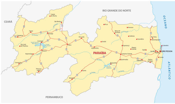 ilustrações de stock, clip art, desenhos animados e ícones de paraiba road map - ceara state