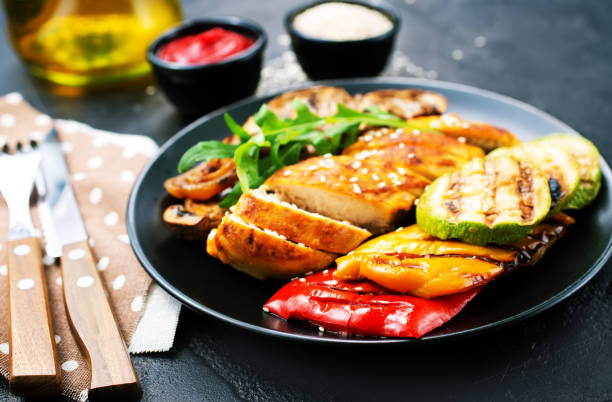 istock chicken meat with grilled vegetables 951501438