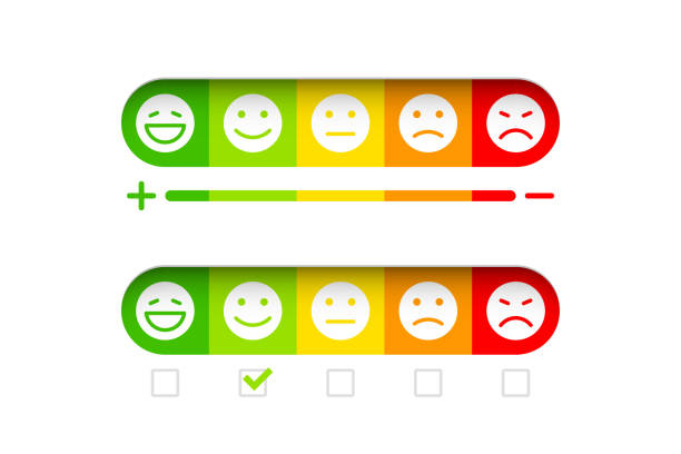 다른 이모티콘과 피드백 개념 - consumption scale stock illustrations