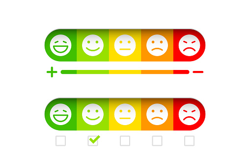 Feedback concept with different emoticons, vector illustration