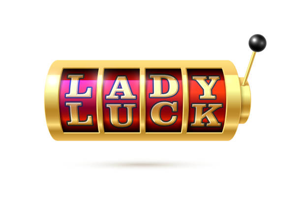 ilustrações de stock, clip art, desenhos animados e ícones de slot machine with lady luck text - wheel incentive spinning luck