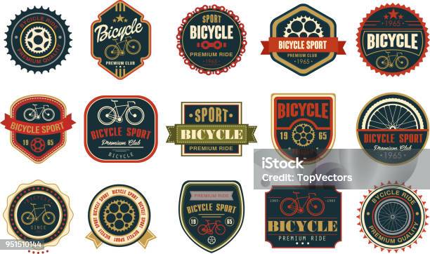 Set Of Vintage Bicycle Logos Extreme Cycling Sport Stylish Typographic Design For Biking Club Bike Shop Or Repair Service Original Vector Emblems Stock Illustration - Download Image Now