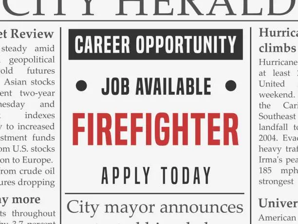 Vector illustration of Firefighter job ad