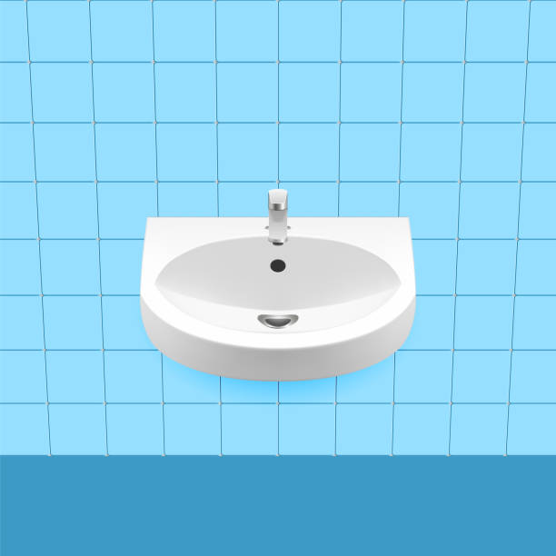 vektor weiße wanne - sink toilet bathtub installing stock-grafiken, -clipart, -cartoons und -symbole