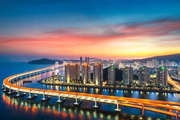 istock Sunset in Busan city with building 951520254