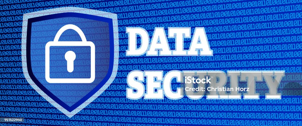 Data Security Illustration With Glowing Binary Code And Padlock Stock ...