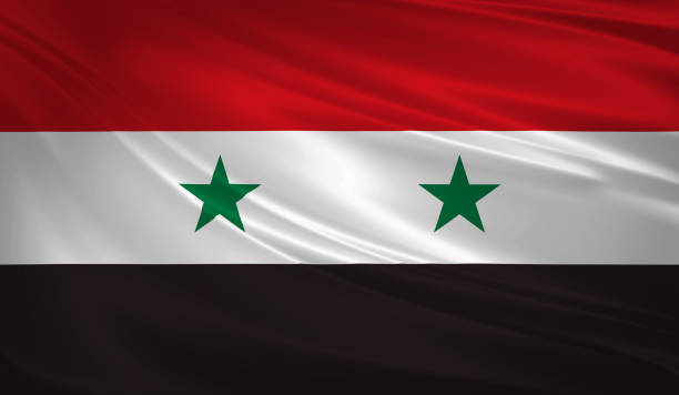 istock Syria flag blowing in the wind. Background texture. 3d rendering, wave. 951523860